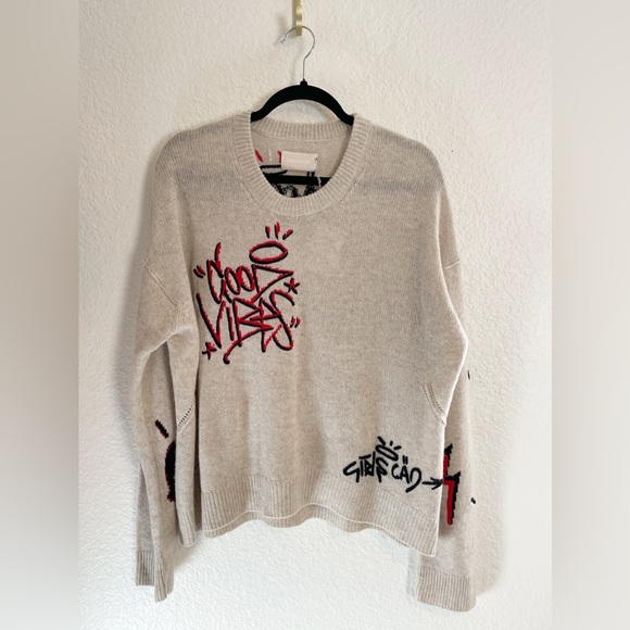 ZADIG & VOLITAIRE Sweater Marcus Jormi Cashmere Crewneck Good Vibes S NWT - Picture 5 of 16